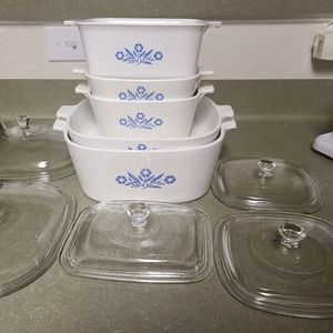 Cornflower blue corning ware 5 piece set with lids